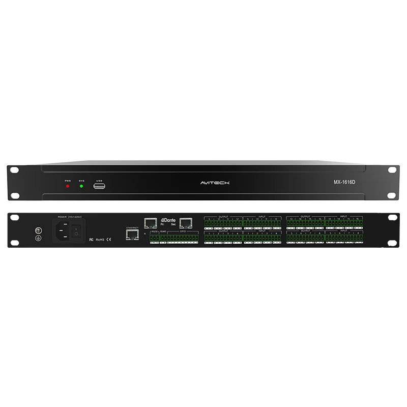 Dante 16 sa 16 out network audio processor na may screen