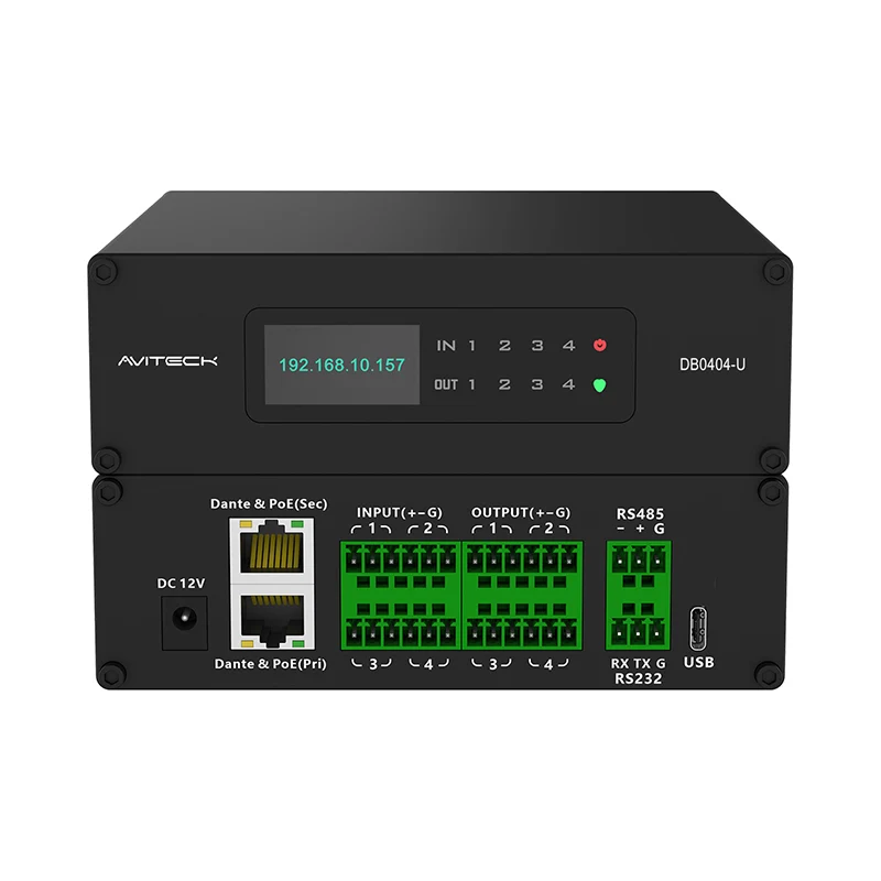 Dante 4 sa 4 out network audio processor box